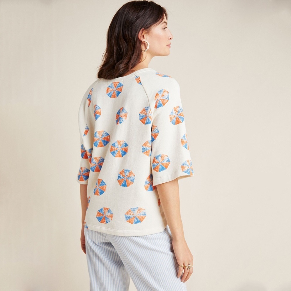 Anthropologie Eva Franco Beach Umbrella Cotton Pullover - Ivory - Picture 2 of 4